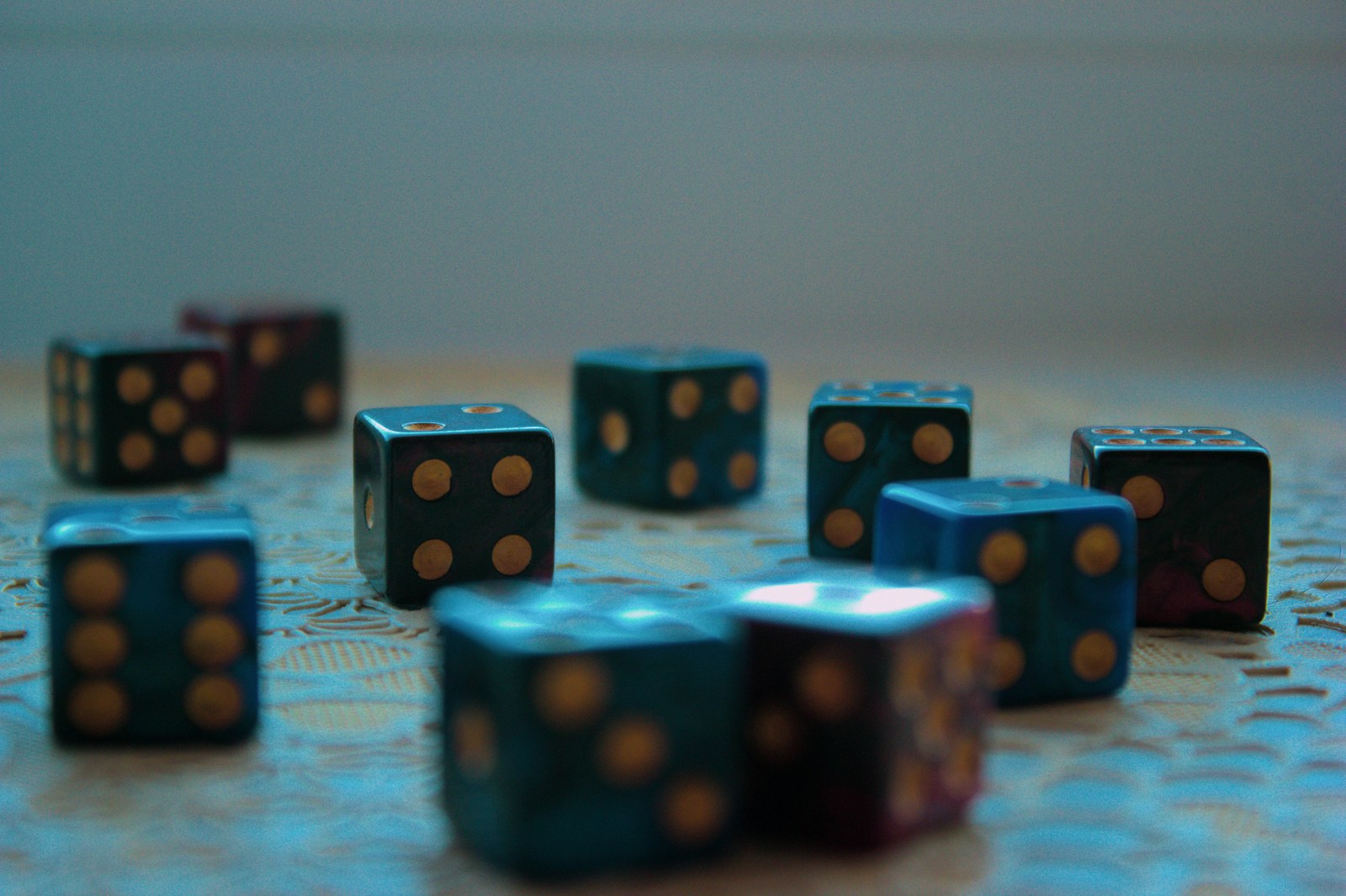 a group of dices sitting on top of a table